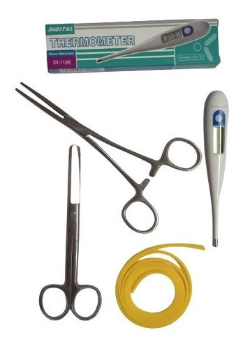 Kit Enfermería. Ligadura, Tijera, Pinza Y Termómetro Latu. 0