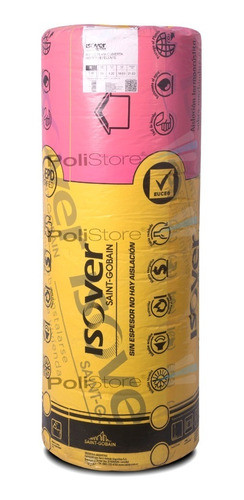 Lana De Vidrio Isover Con Aluminio 50mm 21,6m2 Rolac Plata 0