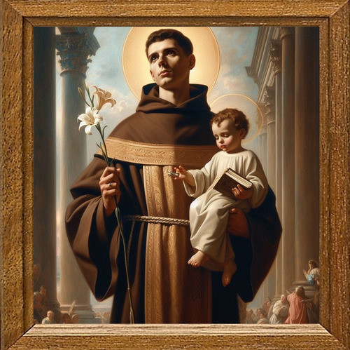 Cuadro Arte Digital San Antonio De Padua 50x50cm Pieza Única 0
