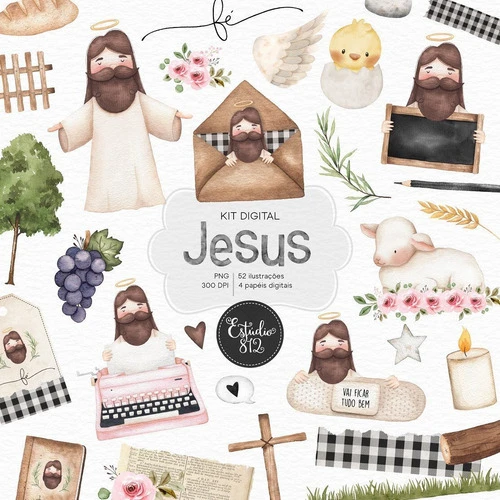 Kit Imagenes Png Cliparts Jesus Caliz Flores Acuarela Est67 0