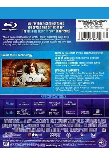 Blu-ray League Of Extraordinary Gentleman Liga Extraordinari 1