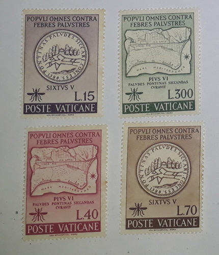 4  Selos Antigos Vaticano  - Febres Palustres  -  1962 0