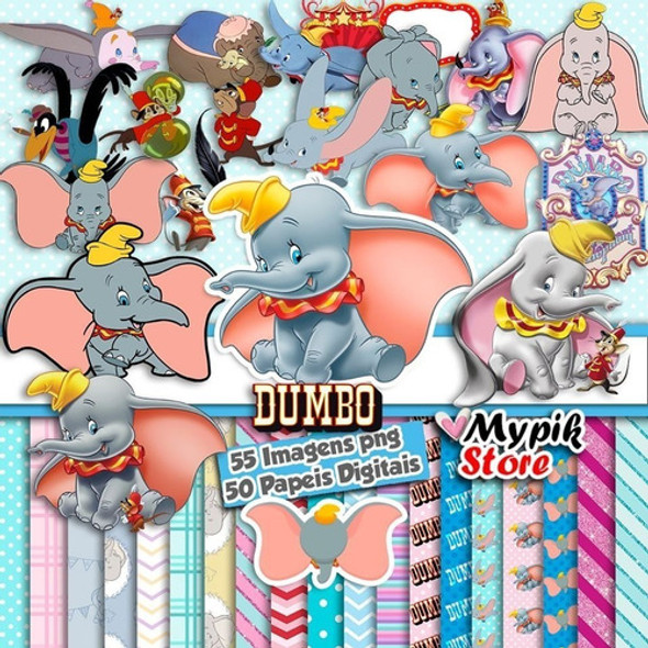 Papeles Y Cliparts Png Digitales Dumbo Kit Imprimible 0