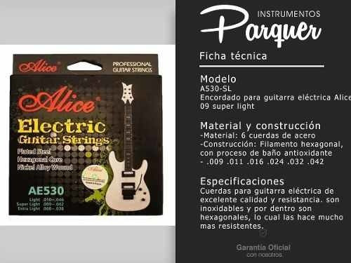 Encordado De Guitarra Eléctrica Alice 09 Super Light Cuota 1