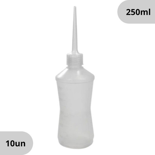 Kit Com 10 Almotolias Transparente Bico Reto Frasco 250ml 0