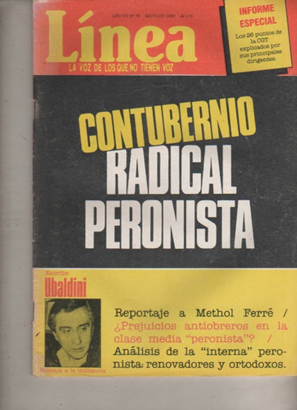 Revista Politica **  Linea ** Nº 75 - Año 1986 - Ubaldini 0