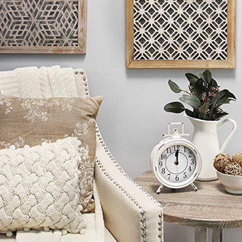 Stratton Home Decor Dorothy Vintage White Metal Table Clock 1