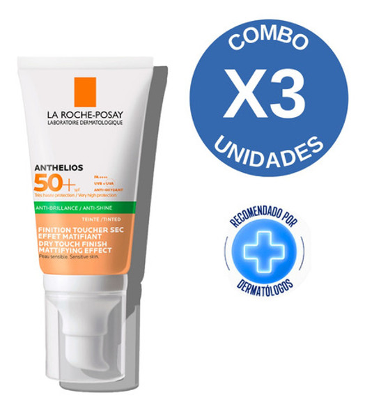 Combo X3 La Roche Anthelios Fps50+ Toque Seco Color 50 Ml 1