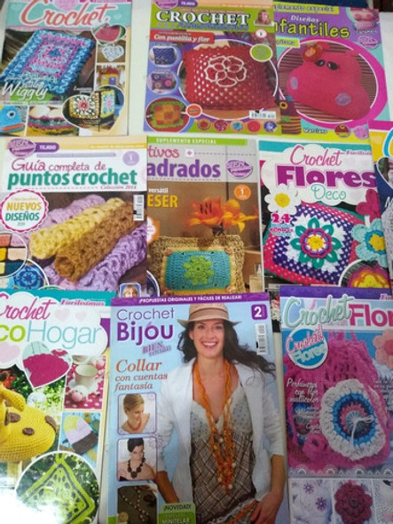 Lote X 8 Revistas Crochet Tejidos Deco Hogar Flores Guia Pun 0