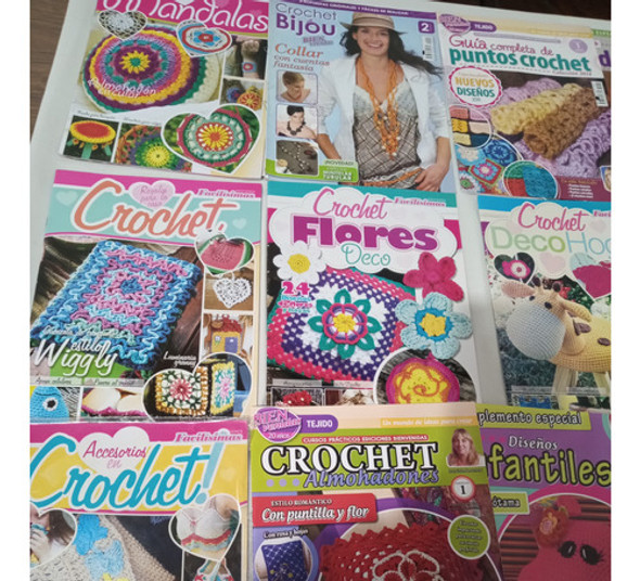 Lote X 8 Revistas Crochet Tejidos Deco Hogar Flores Guia Pun 0
