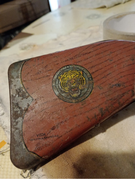 Juguete Antiguo De Lata . Ametralladora Que Hace Ruido . 1