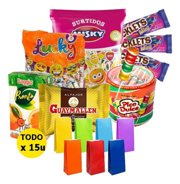 Combo Golosinas 15 Chicos + Bolsas Papel Fiestissima Liniers 0
