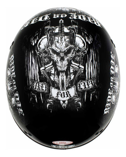 Hot Leathers Hld1016 'ride Or Die' - Casco Negro Brillante P 1