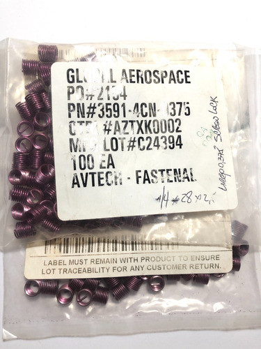 Set 12 Insertos 1/4-28 X 0.375  Screwlock Helicoil Usa 1