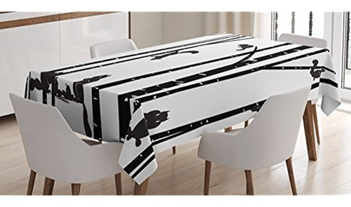 Mantel Lunarable Blanco Y Negro, Familia De Ardillas En Abed 0