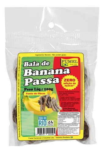 Bala De Banana Passa Natural Zero Açucar Fumel (kit 6) 1