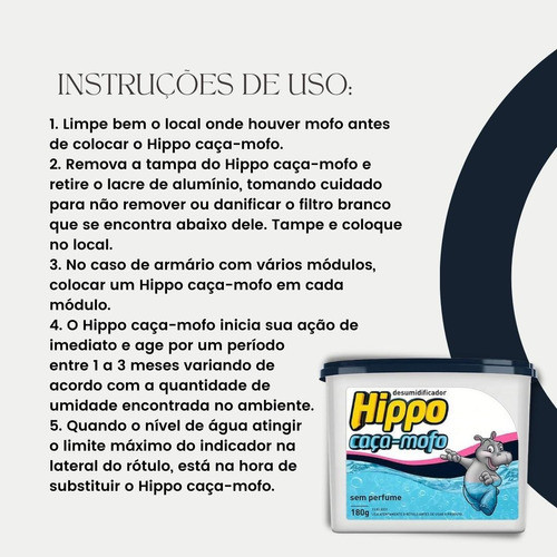 24 Unid. Antimofo Hippo 180g Sem Perfume Desumidificador 1