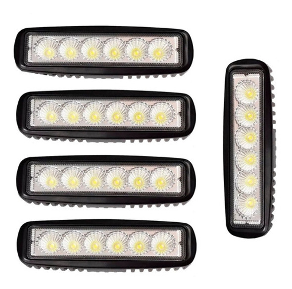 Kit 5 Faros Barra 6 Leds Led Universal 4x4 Atv Motos 0