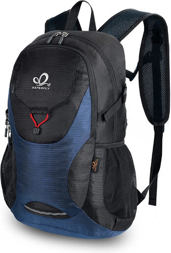 Mochila Senderismo Liviana Negra Azul Waterfly 0
