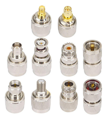 Boobrie Juego De 10 Conectores Coaxiales Rf, Kit De Adaptado 0