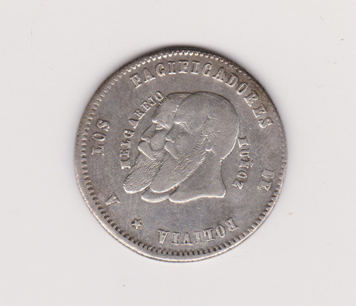 Moneda Bolivia 1/2 Melgarejo Año 1865 Plata Muy Bueno ++ 1