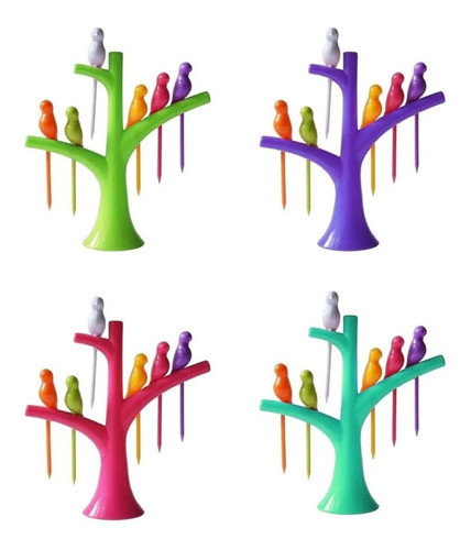Pinches Picadas Arbol Pajaros Copetin Deco Cocina Pack X4 0