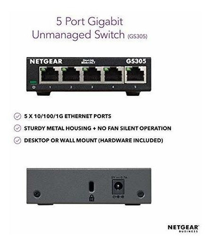 Conmutador No Gestionado Ethernet Gigabit De 5 Puertos Netge 1