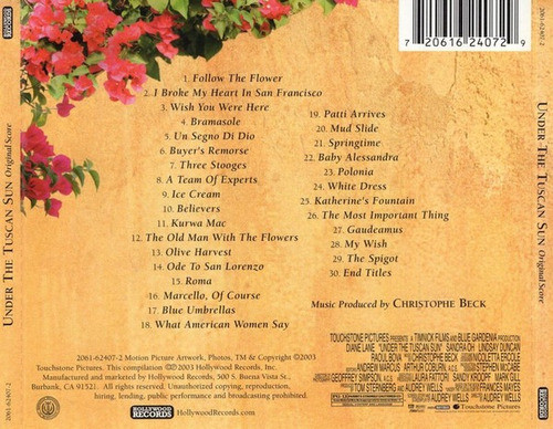 Cd Filme Sob O Sol De Toscana - Trilha Sonora Do Filme 1