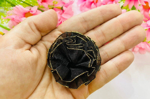 100 Pcs Flor De Tecido Rococo 5.5cm Preto 1