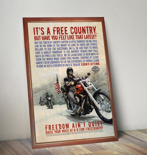 Harley Davidson Poster Enmarcado Vidriado Motociclismo 0