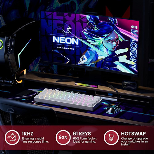 Teclado Mecánico Para Juegos Gk61 - 61 Teclas Rgb Multicolor 1