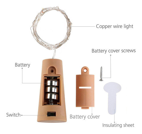 Paquete De 10 15 Luces Led De Corcho Para Botellas De Vino, 1