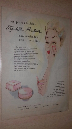 P700 Clipping Publicidad Polvo Facial Elizabeth Arden 1954 0