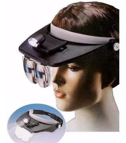Lupa De Cabeça 2 Leds 4 Lentes Pala Luz Óculos Profissional 1