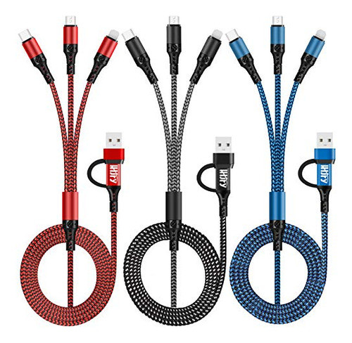 Cable De Carga Rápida 6 En 1, Lhjry [paquete De 3, 4 Pies] C 0