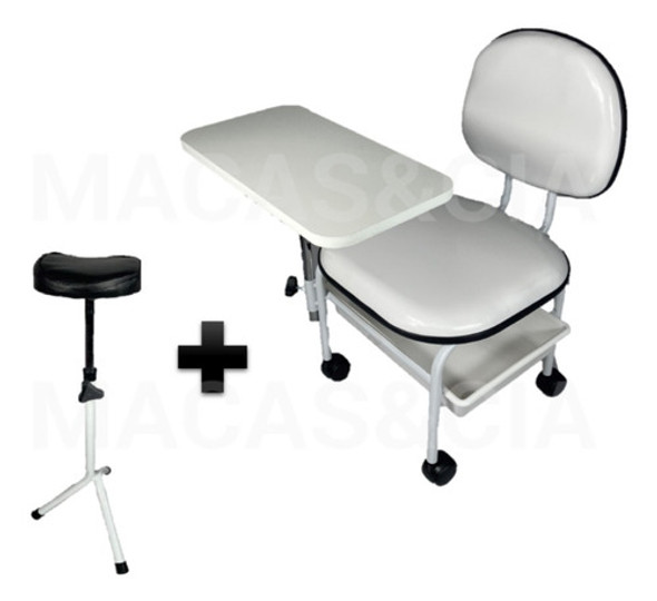Cadeira Cirandinha Manicure Pedicure + Apoio De Perna Branca 0