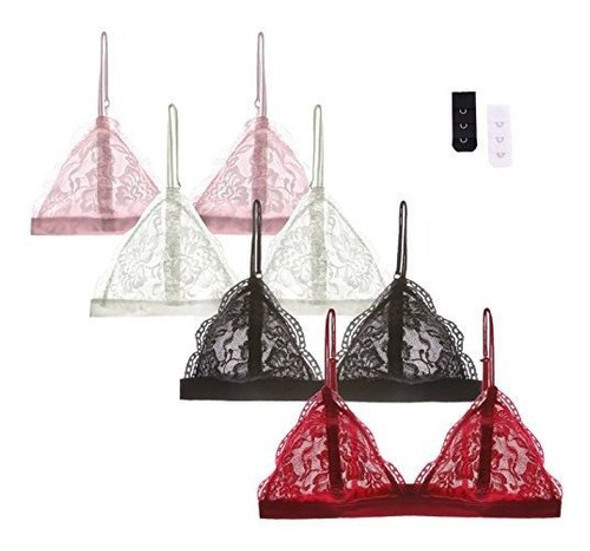 Emy Lace Bralette 4 O 2 Pack Con Extensores Thin Correa Ajus 0