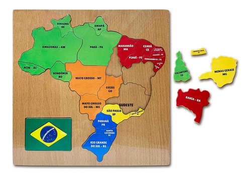 Jogo Quebra Cabeça Mapa Do Brasil Estados Brinquedo Didático 0