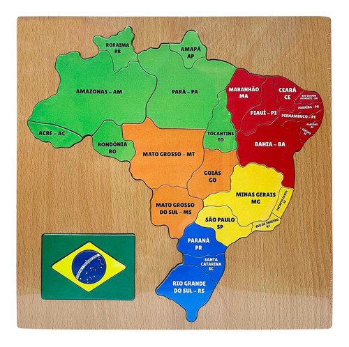 Jogo Quebra Cabeça Mapa Do Brasil Estados Brinquedo Didático 1