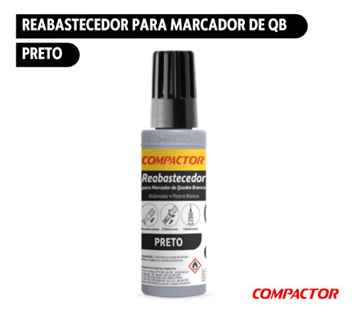 Reabastecedor P/ Pincel Quadro Branco 30ml Preto Compactor 0