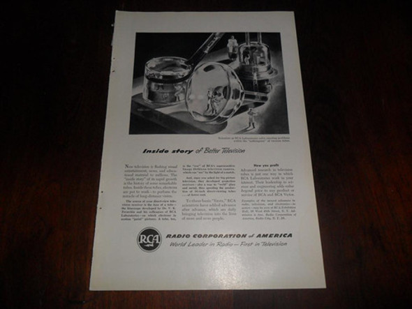 Antigua Publicidad 1949 Radio Corporation America Television 0