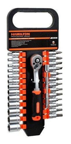 Juego Bocallaves 1/4 28 Piezas 4-14+ Puntas Jb30-28 Hamilton 1