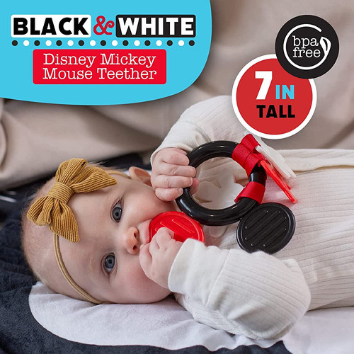 Niños Preferidos Disney Baby Mickey Mouse Teether, Black & W 1