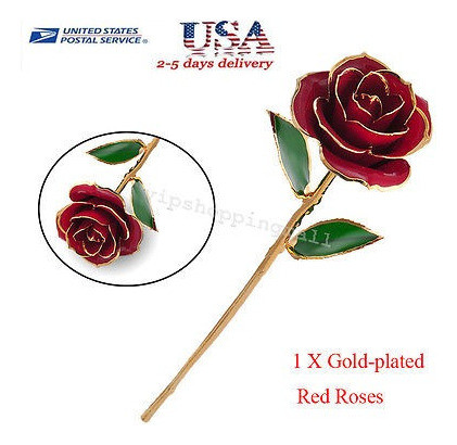 Tallo Largo Usa Sumergido 24 K Hoja De Oro Acabado Rosa Mejo 1