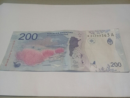 Billete 200 Pesos Reposición Ballena Circulado Bueno Serie A 0