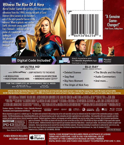 4k Ultra Hd + Blu-ray Captain Marvel / Capitana Marvel 1