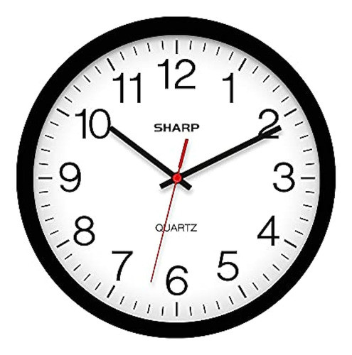 Reloj De Pared Sharp: Negro, Silencioso, Sin Tictac, Calidad 0