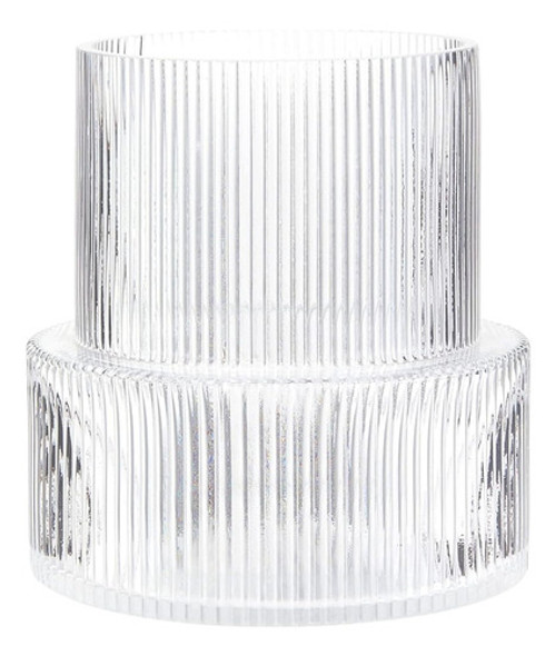 Yanwe1 Jarrón De Vidrio Transparente, Jarrón Acanalado, Jarr 0