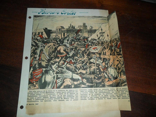 Antigua Lamina Billiken 1957 Hernan Cortes Conquistador 0