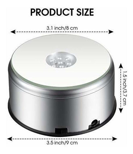 Exhibidor Giratorio Con Luz Led - Base Espejada 8 Cm Usb X2 1